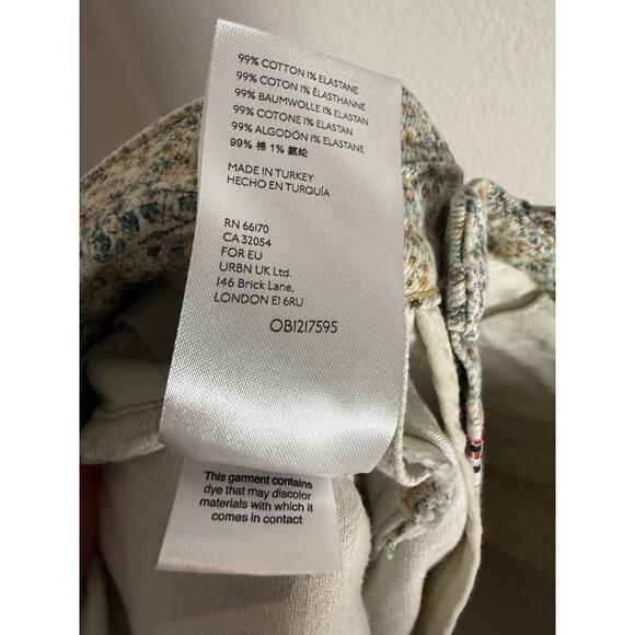 Anthropologie Pilcro Ultra High Rise Slim Utility Jeans Neutral Floral Size 27 - Picture 12 of 13